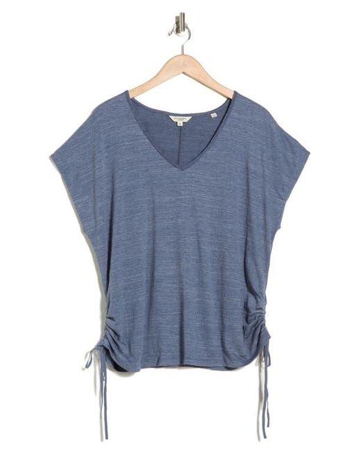 Max Studio Blue V-Neck Side Cinched Top