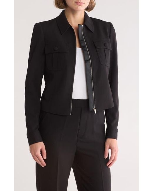 Black Long Sleeve Scuba Crepe Jacket