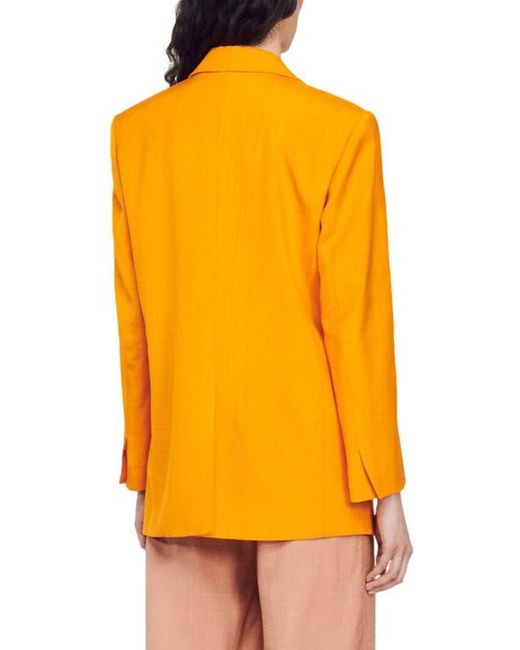 Sandro Orange Harper One-Button Blazer