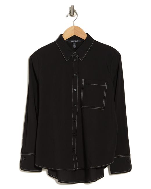 Ellen Tracy Black Stripe High-low Button-up Shirt