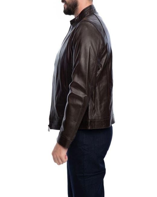 VELLAPAIS Black Smooth Leather Jacket for men