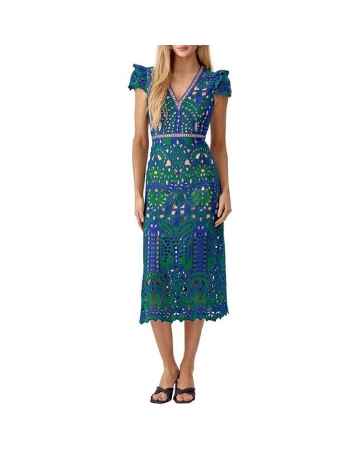 adelyn rae lace midi dress Adelyn Rae Daisy Cap Sleeve Scallop Lace Midi Dress