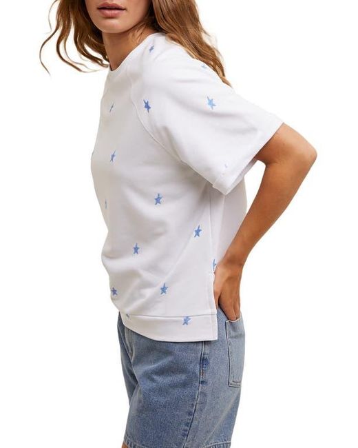Wishlist Gray Star Embroidered Boxy Knit T-Shirt