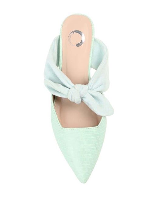 Journee Collection Blue Lizard-Embossed Vegan Leather Block Heel Mules