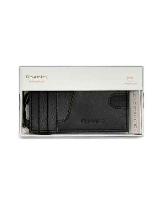CHAMPS Black Iconic Leather Card Case for men