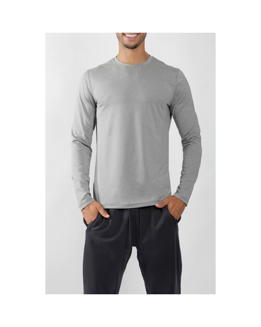 90 Degrees Gray Long Sleeve Crew T-Shirt for men