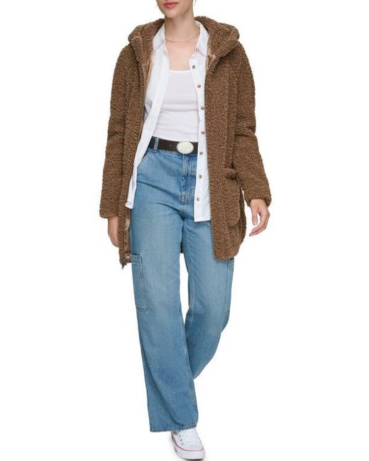 Andrew Marc Brown Seneca Faux Shearling Hooded Jacket