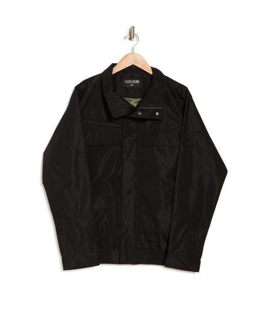 Noize Black Bonded Poly Rain Bomber Jacket for men