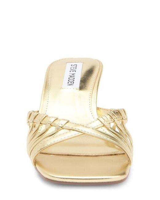 Steve Madden Sharey Kitten Heel Sandal in Metallic | Lyst