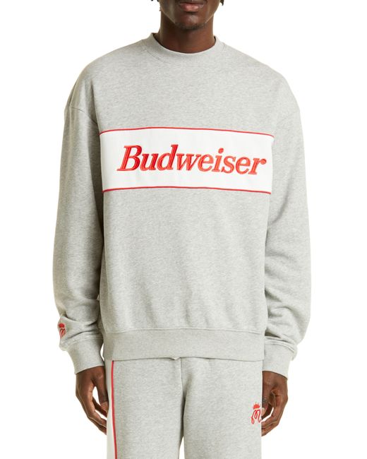 Malbon Golf Gray X Budweiser® Cotton Sweatshirt In Heather Grey At Nordstrom Rack for men