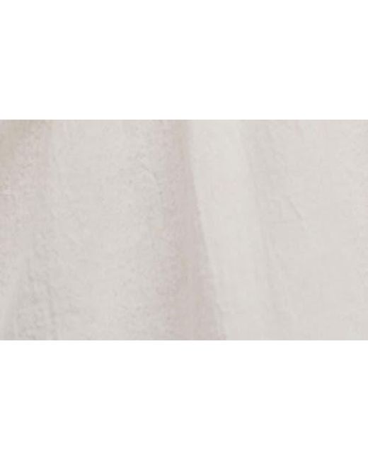 Free People White Fayre Puff Sleeve Cotton & Linen Tunic Top