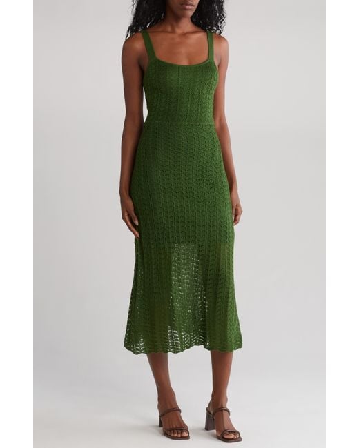 Lush Green Crochet Midi Dress