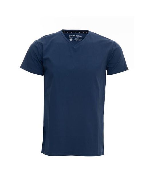 Xray Jeans Blue V-Neck Stretch Cotton T-Shirt for men