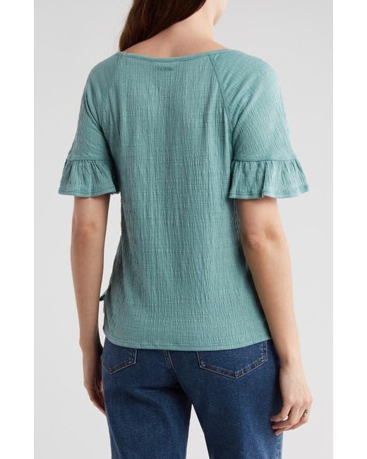 Max Studio Blue Flutter Texture Knit T-Shirt