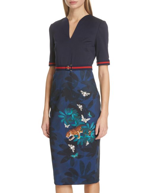 Ted Baker Yalila Houdini Sheath Dress in Blue | Lyst