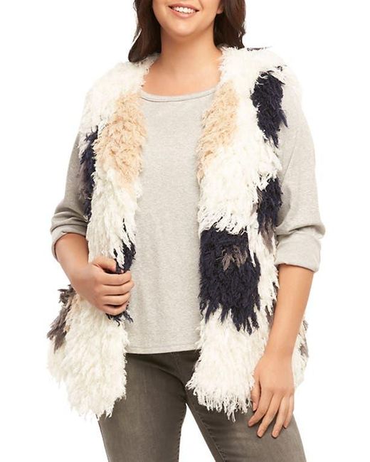 Tart Collections Natural Mave Spot Shaggy Faux Fur Vest