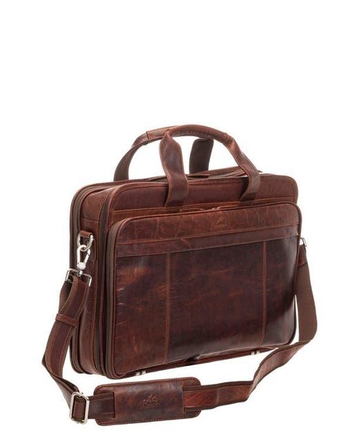 Mancini Brown Double Compartment Leather Briefcase for men
