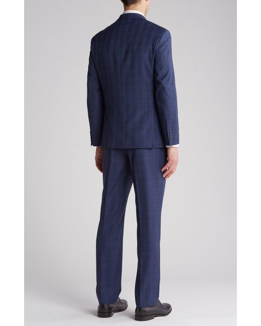 Nordstrom Blue Cordoba Plaid Notched Lapel Suit for men