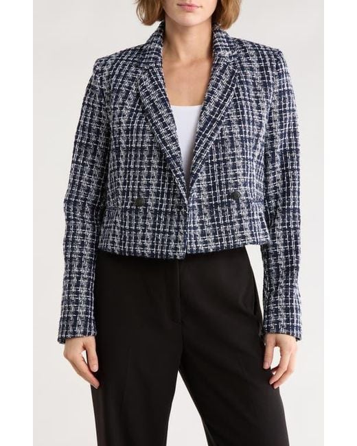 Rag & Bone Black Elvy Double Breasted Crop Tweed Blazer