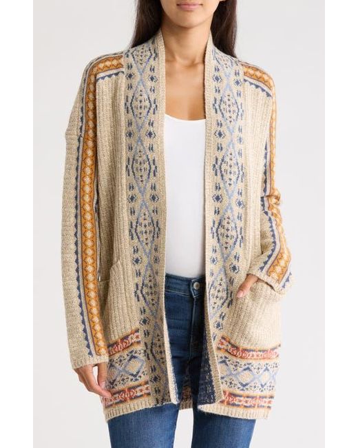 Lucky Brand Geometric Border Pocket Cardigan in Natural Lyst