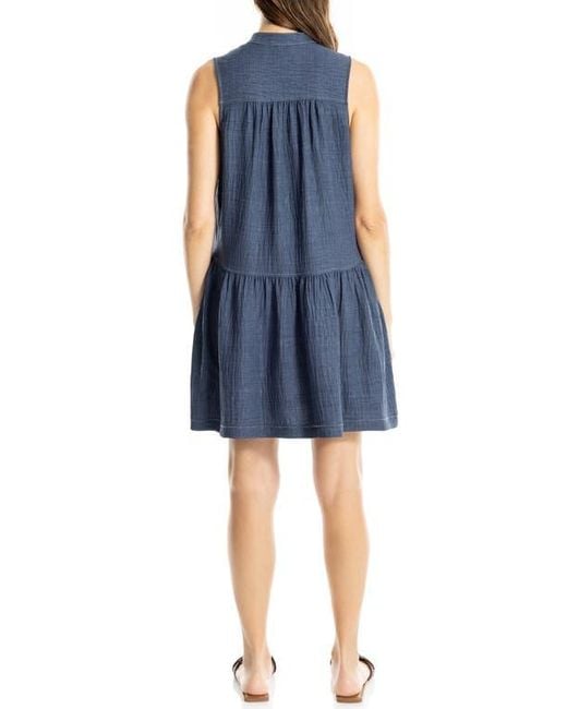 Max Studio Blue Button Placket Minidress