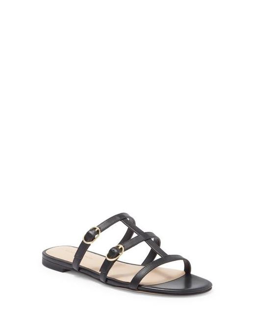 Stuart Weitzman Black Grecian Buckle Flat Sandal