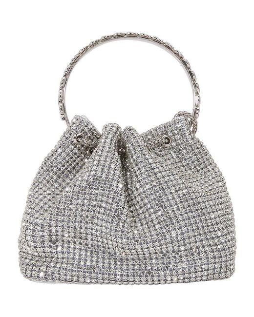 BERNESS Gray Rhinestone Ring Handle Bag