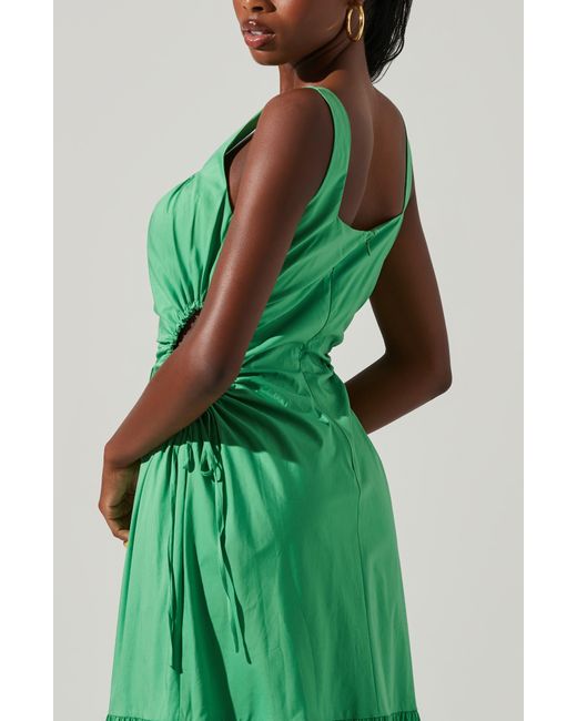 Astr Green Bridget Sleeveless Cutout Cotton Sundress