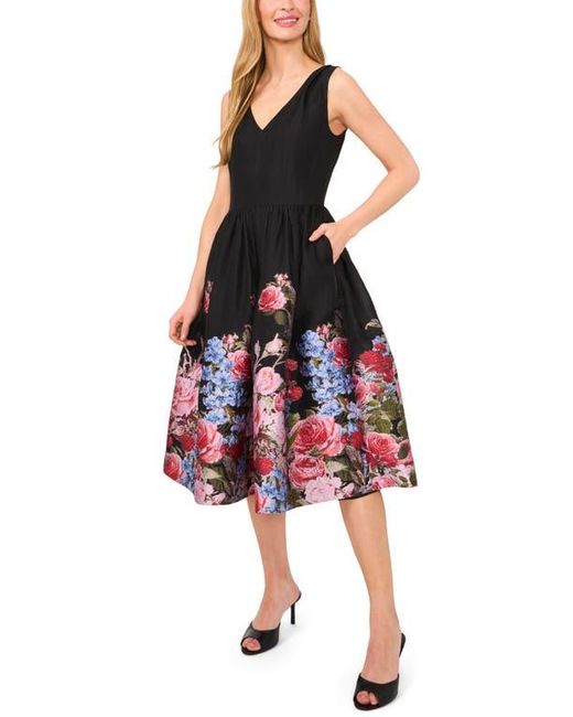 Ted Baker Red Floral Sleeveless Brocade Fit & Flare Midi Dress