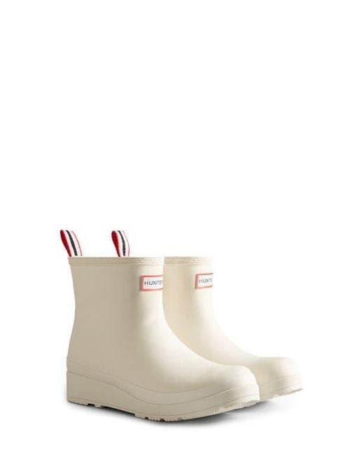 Hunter White Play Short Faux Shearling Lined Waterproof Rain Boot