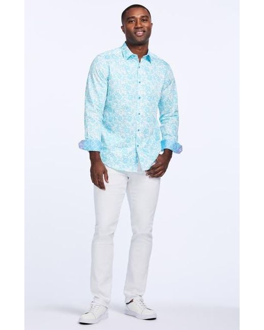 Robert Graham Blue Caledon Cotton Button-Up Shirt for men
