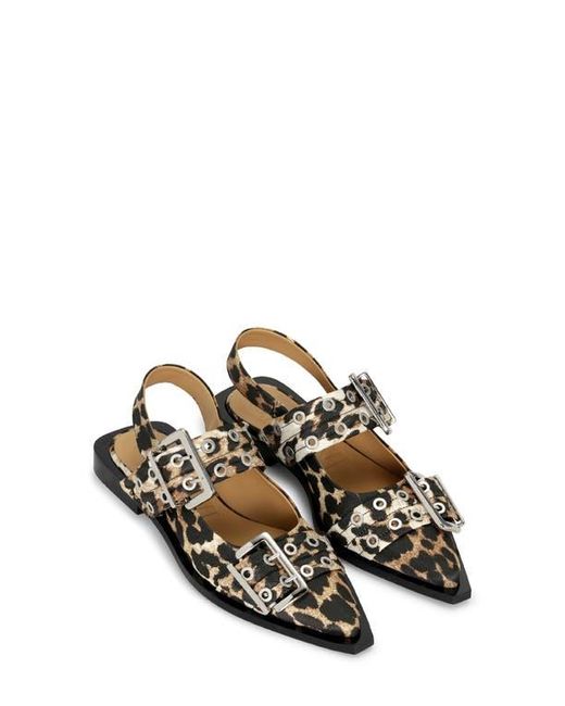 Ganni Metallic Slingback Pointed Toe Flat