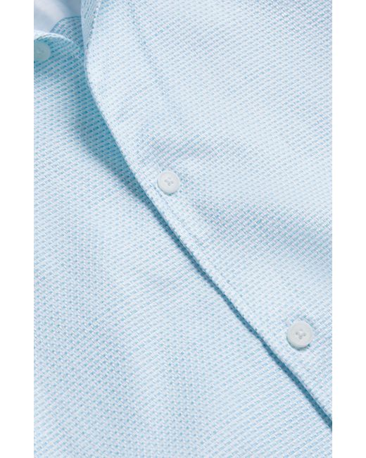 Ted Baker Blue Short Sleeve Cotton & Cotton Button-up Shirt for men