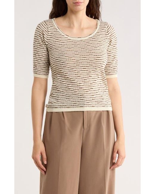 Max Studio Natural Pattern Elbow Sleeve Sweater