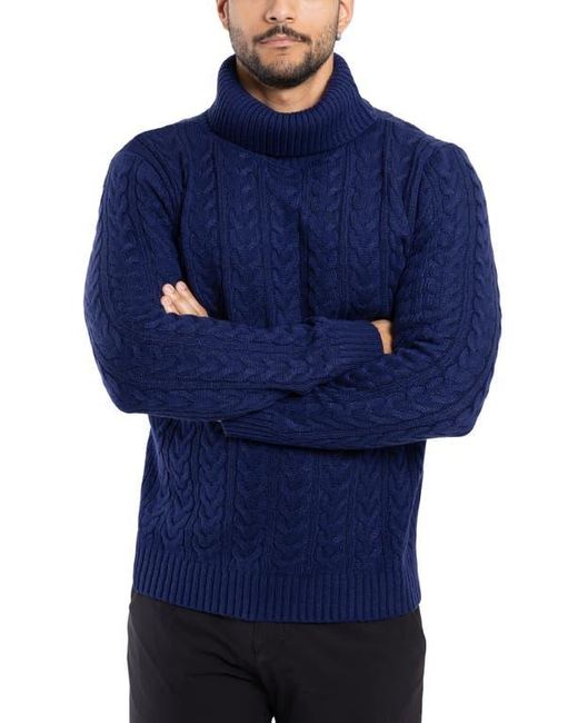 Xray Jeans Blue Cable Knit Turtleneck Sweater for men