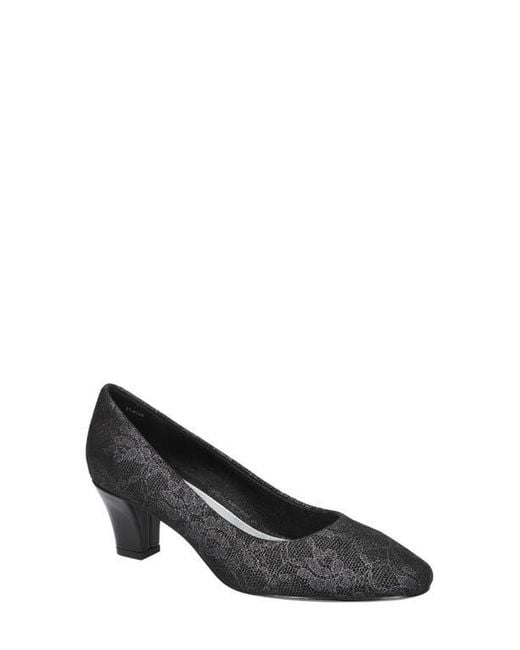 Easy Street Black Lace Kitten Heel Almond Pumps