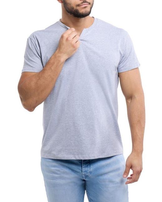 Xray Jeans Gray Split Neck Cotton Spandex T-Shirt for men