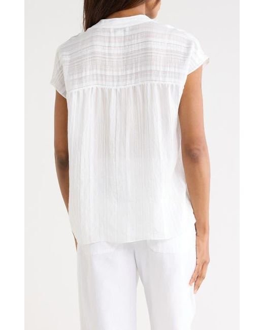 Vince White Split Neck Dolman Sleeve Top