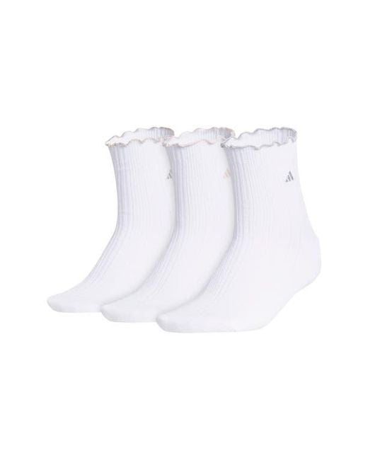 Adidas White 3-Pack Ruffle Crew Socks