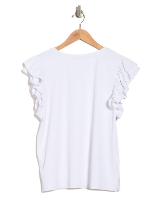 Adrianna Papell White Flutter Sleeve Knit Top
