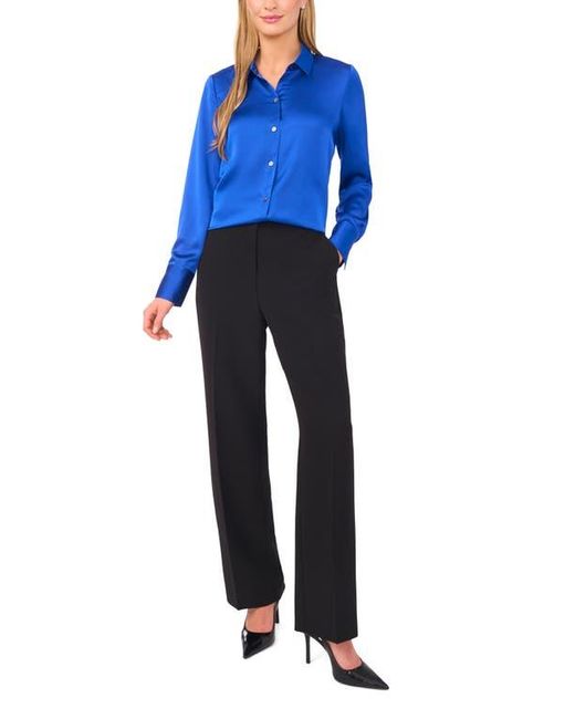 Halogen® Blue Charmeuse Button-Up Shirt