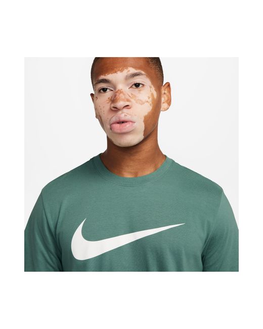 Nike Green Icon Swoosh Cotton Graphic T-shirt for men