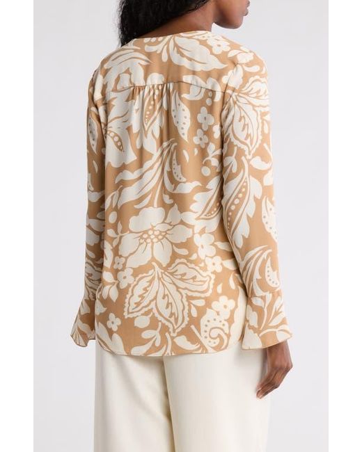 Tahari Natural Long Sleeve Button-Up Top