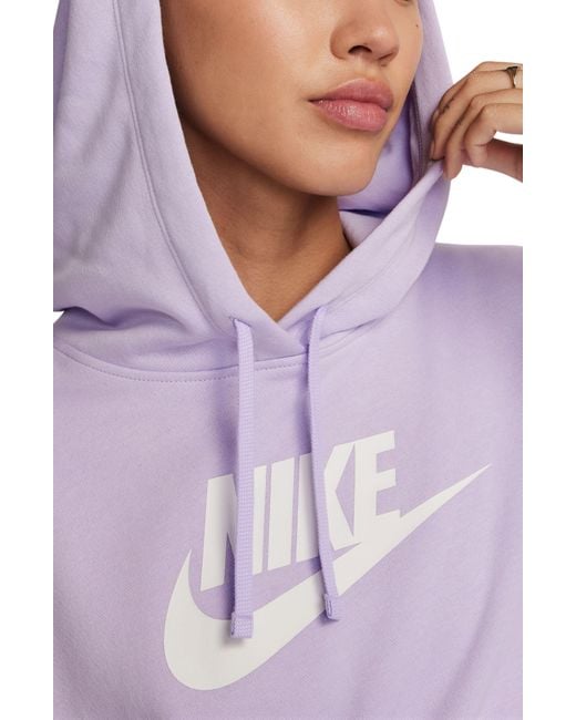 Nike Purple Sportswear Club Fleece Crop Hoodie Sweatshirt