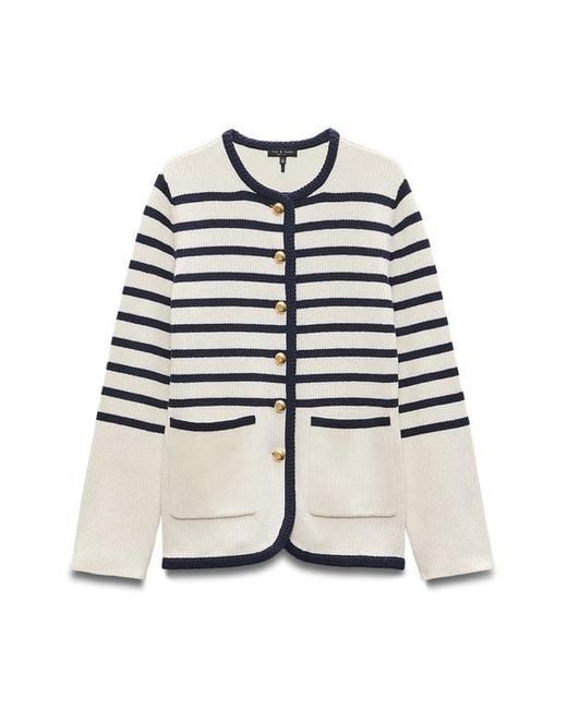 Rag & Bone Blue Nancy Stripe Wool Blend Cardigan