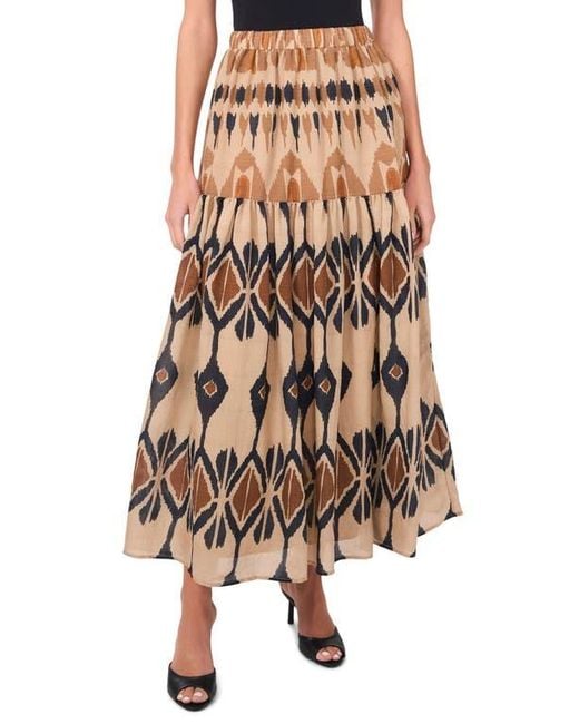 Halogen® Natural Geo Print Full Maxi Skirt