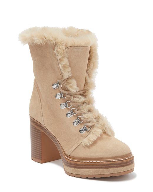 Steve Madden Scoops Faux Fur Platform Bootie In Sand Suede At Nordstrom Rack in Natural Lyst