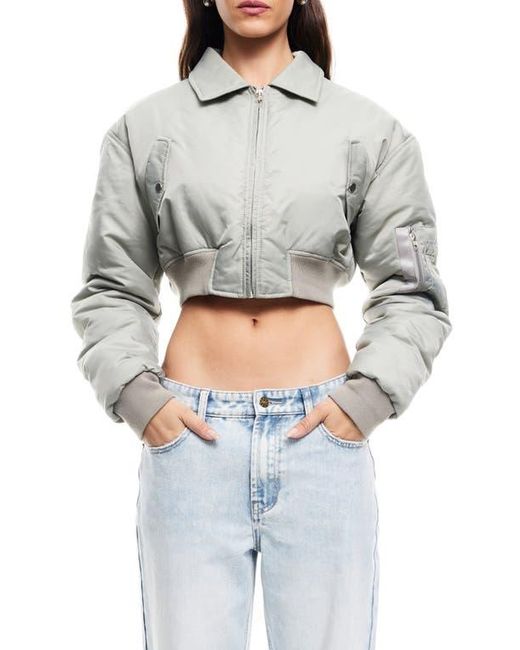 Lioness Gray Essential Crop Bomber Jacket