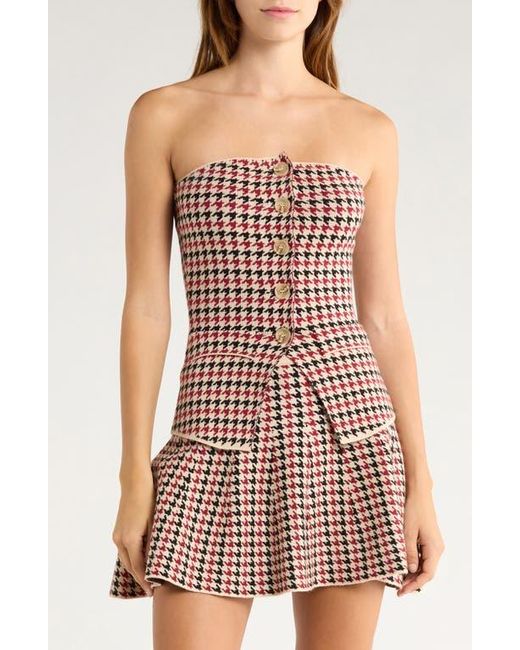 Love By Design Multicolor Hannah Strapless Houndstooth Top