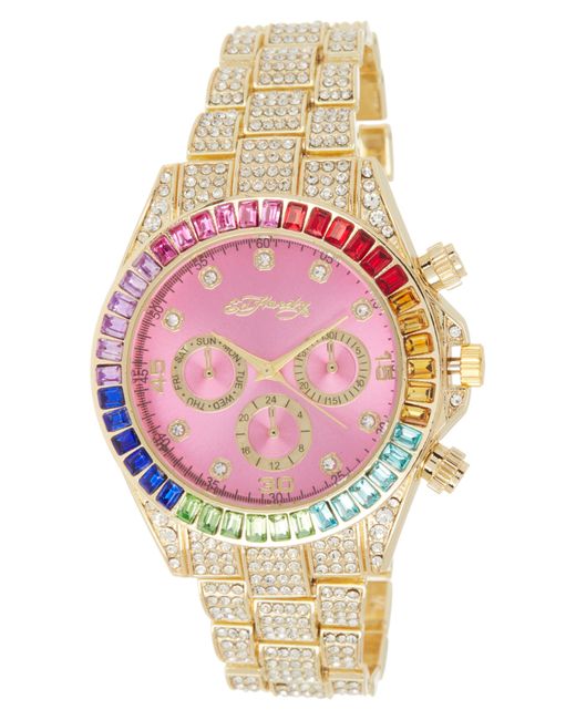 Ed Hardy Pink X Crystal Bracelet Watch